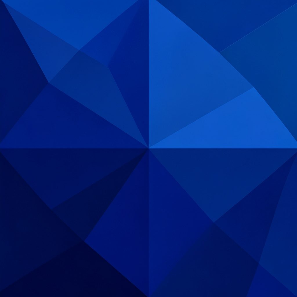A dark atmospheric scene with deep navy and indigo tones, soft glowing waveforms and equalizer bars rendered as low-poly faceted geometric shapes, evoking the energy of a DJ network and music-sharing community.