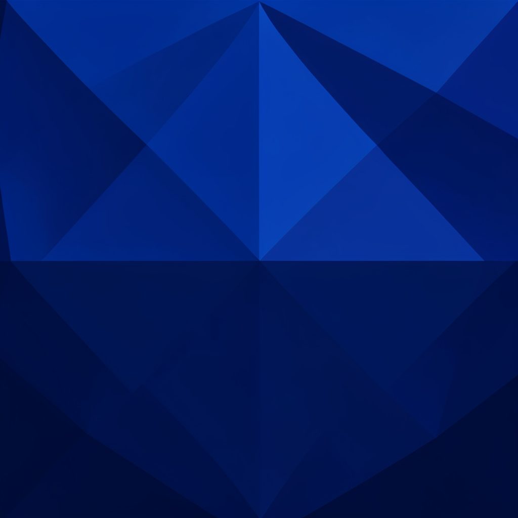 Low-poly faceted geometric render in deep navy and steel blue, atmospheric abstract shapes suggesting premium audio waveforms and music energy.