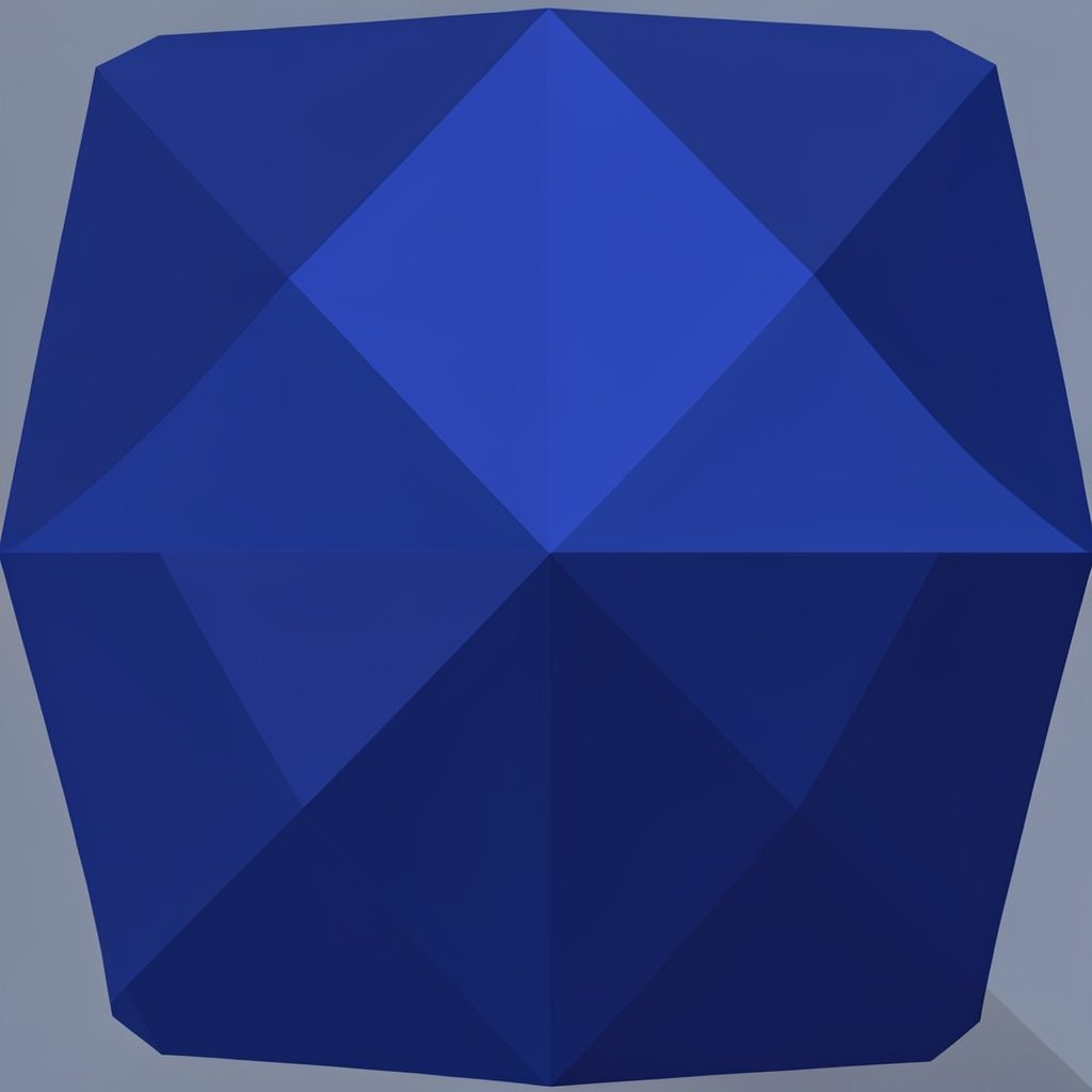 Circular portrait in soft sage and navy tones, a stylized low-poly faceted geometric render suggesting a DJ or music creator profile.