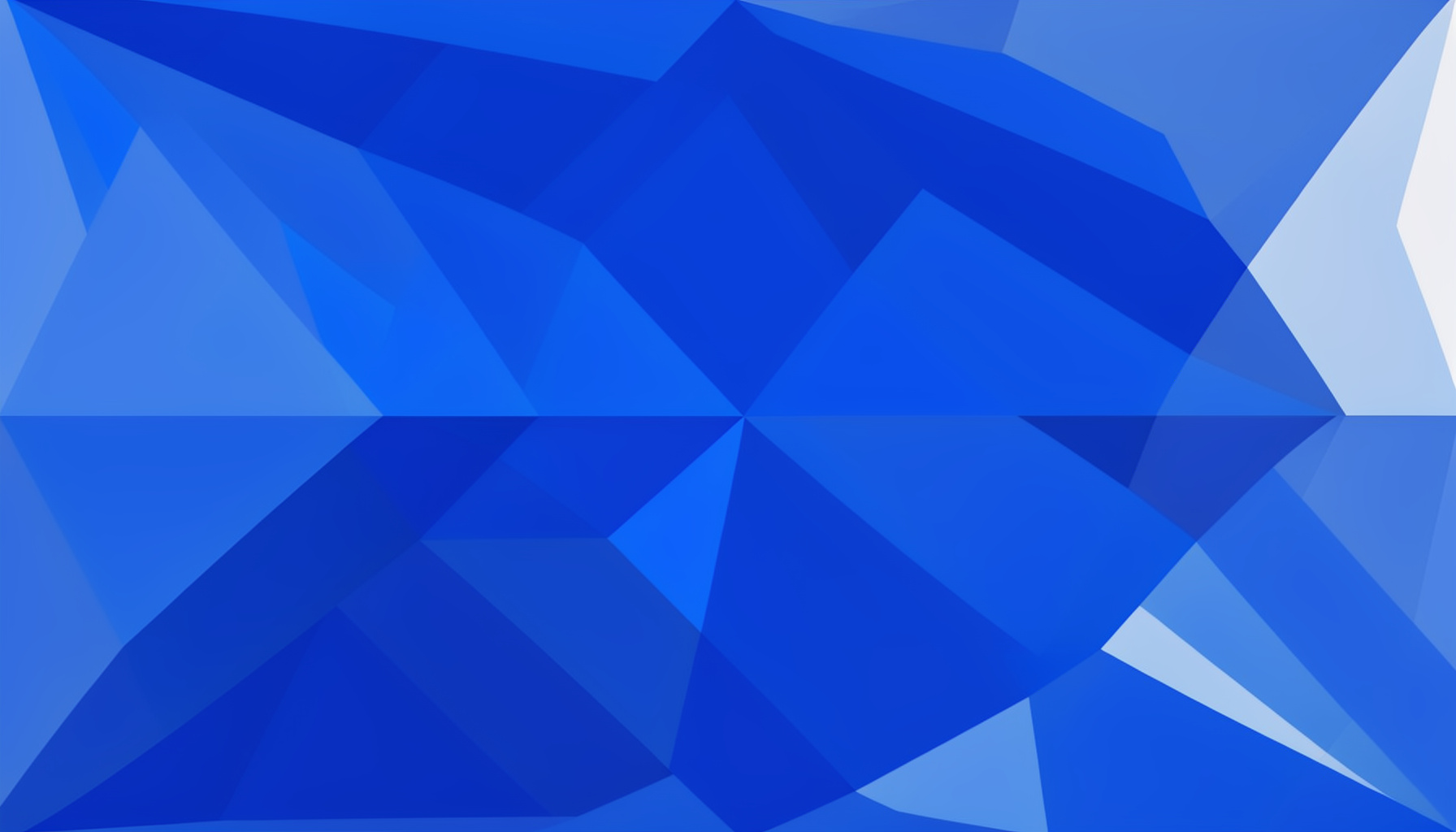 Low-poly faceted render in electric blue and soft white, crisp geometric planes suggesting digital audio energy